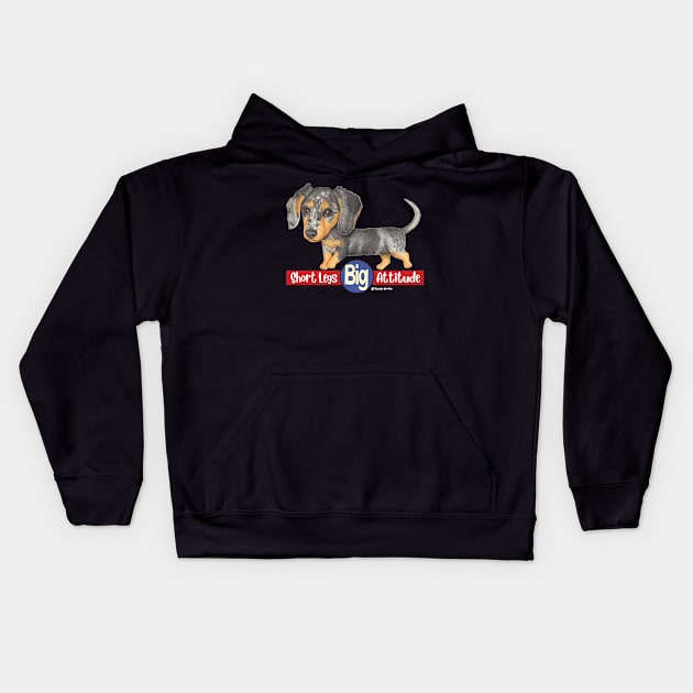 Dappled Dachshund Walking Kids Hoodie by Danny Gordon Art